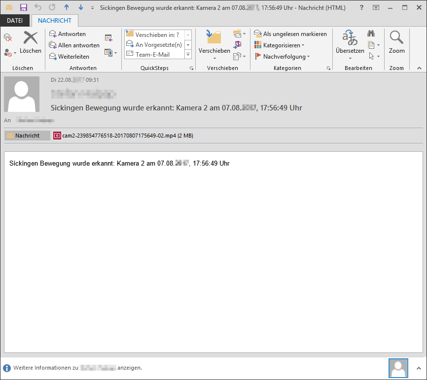 Videoüberwachung E-Mail mit Alarmvideo