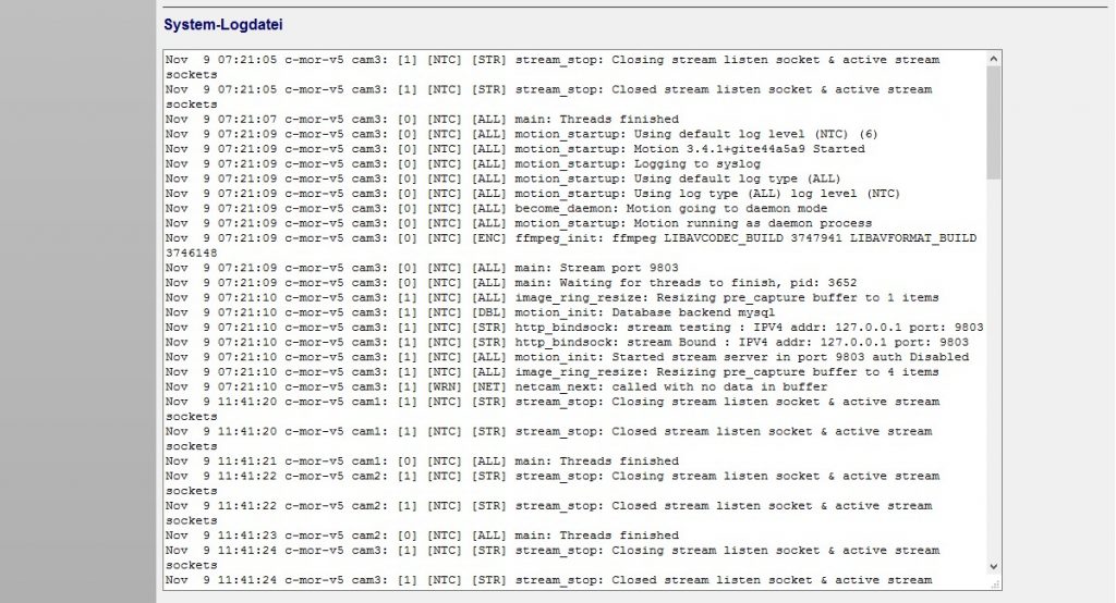 C-MOR Videoüberwachung System-Logdatei 1