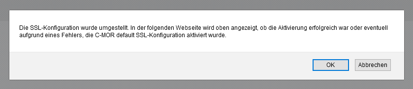 Meldung SSL-Zertifikat wurde umgestellt