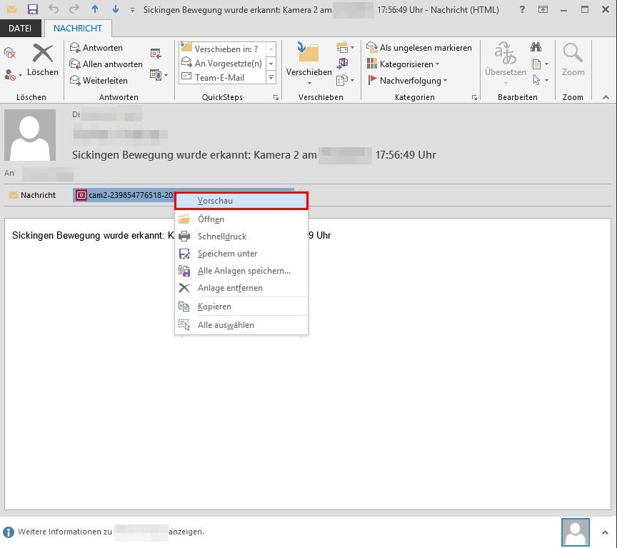 Alarm E-Mail Vorschau der Videoaufnahme aufrufen