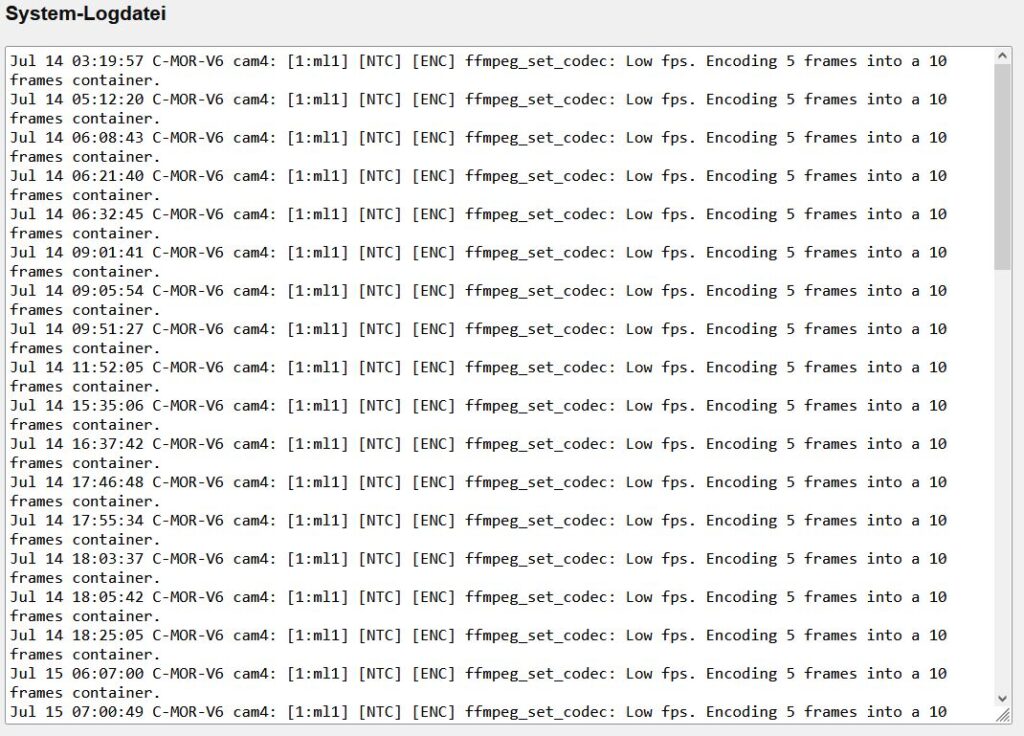 C-MOR Videoüberwachung System-Logdatei 1