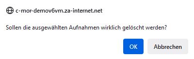 Videoüberwachung Popup-Warnung Aufnahmen wirklich löschen