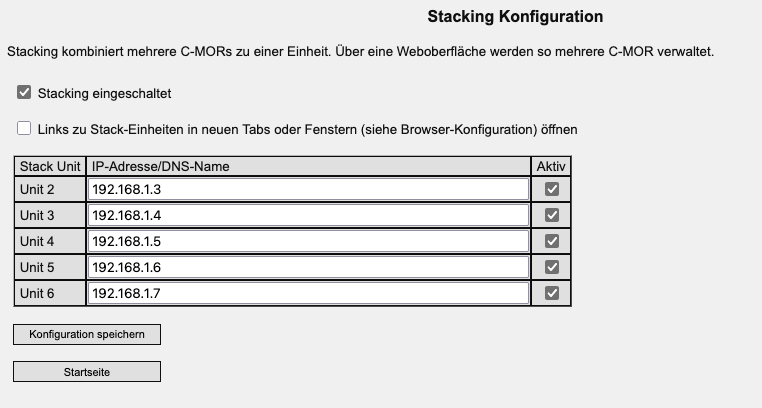 C-MOR-Videoüberwachung Stacking Master Konfiguration